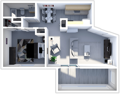 a floor plan of a one bedroom apartment with a bathroom and living room